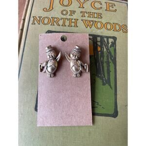 Penguin Stud Earrings Tux & Top Hat 1 1/4" Drop Beautiful Condition!